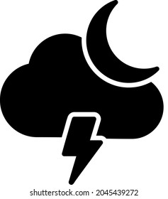 Night Lightning Glyph Vector Icon Design
