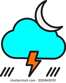 Nachtblitz-Outline-Vektorsymbol-Design
