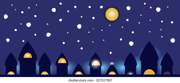 Night lights from city glow vector background