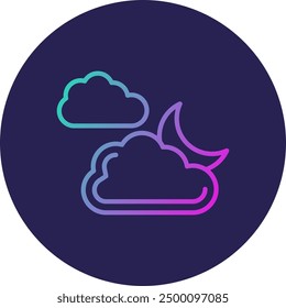 Night Line Gradient Icon Design