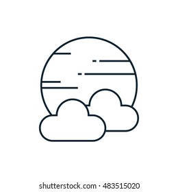Night  line icon Vector Illustration Image Web Material icon  Flat 