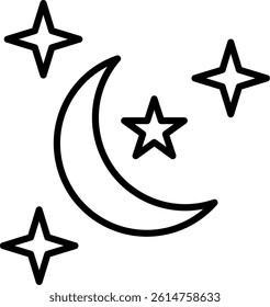 Night Line Vector Icon Design