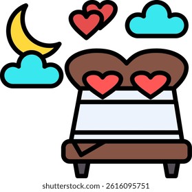 Night Line Vector Icon Design