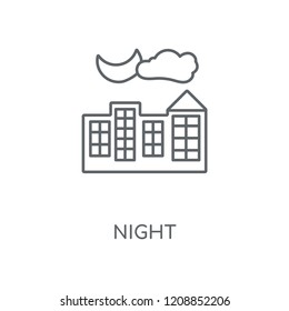Night linear icon. Night concept stroke symbol design. Thin graphic elements vector illustration, outline pattern on a white background, eps 10.