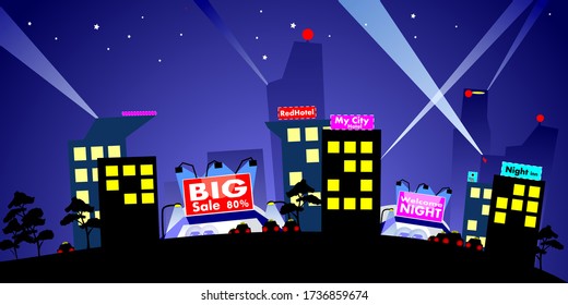 Night live of crowded city vector
