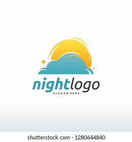 Night logo designs concept vector, Moon logo template