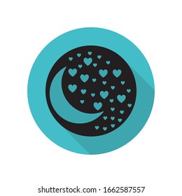 Night of love long shadow icon. Simple glyph, flat vector of arrow icons for ui and ux, website or mobile application