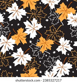Night Maple Seasonal Serenity Vector Pattern can be use for background and apparel design