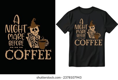 Diseño de camisetas de yegua nocturna, diseño de camisetas de halloween, diseño de camisetas de café, halloween.