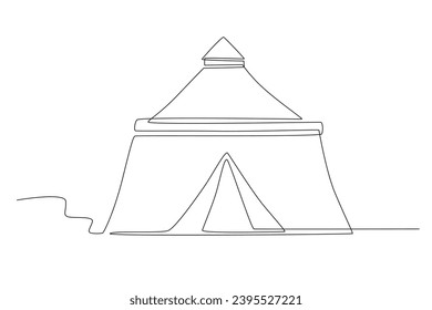 A night market tent. Night market one-line drawing