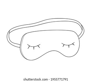 Night mask with closed eyes with cilia. Contour isolated doodle objects on a white.