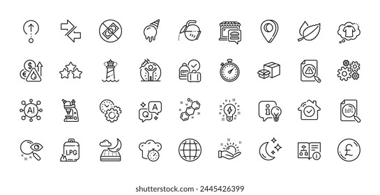 Night mattress, Timer and Cooking timer line icons pack. AI, Question and Answer, Map pin icons. Lamp, Lighthouse, Moon web icon. Chemical formula, Microscope, Ice cream pictogram. Vector