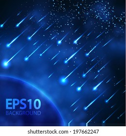 Night meteor sky. Vector illustration 