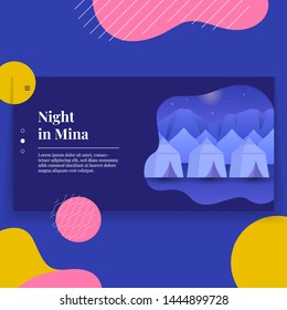 Night in Mina, Hajj Pilgrimage Camp Landing Page Illustration