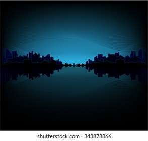 night minimalistic urban landscape, vector