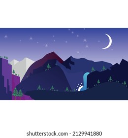 Night Mode Beautiful Landscape moon mountain 
