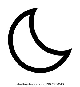 Night Mode Icon. Crescent Moon Logo Icon. Simple Web UI Icon Element