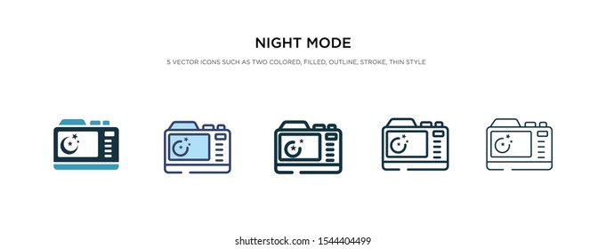 night mode icon in different style vector illustration. two colored and black night mode vector icons designed in filled, outline, line and stroke style can be used for web, mobile, ui