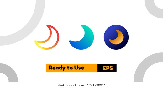 night mode icon with three style gradient for poster, social media, and presentation