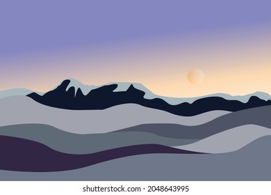 Night mode landscape background vector template