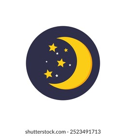 Night mode moon  button islated on white background. Moon symbol. Night mode element for web and app interface. Vector Eps