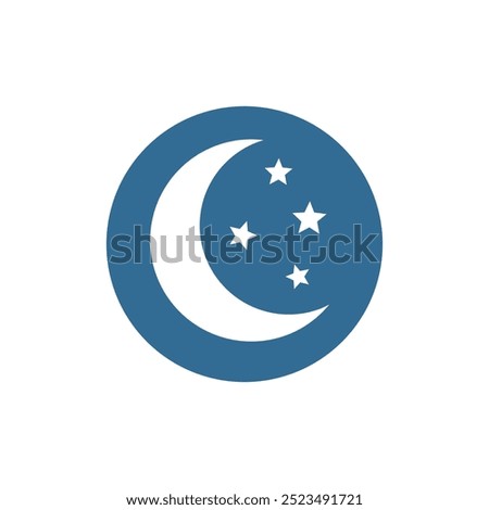 Night mode moon  button islated on white background. Moon symbol. Night mode element for web and app interface. Vector Eps
