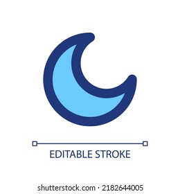 Night mode pixel perfect RGB color ui icon. Nighttime theme. Screen darkness. Simple filled line element. GUI, UX design for mobile app. Vector isolated pictogram. Editable stroke. Arial font used