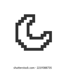 Night mode pixelated ui icon. Nighttime theme. Moon option. Screen darkness adjust. Editable 8bit graphic element. Outline isolated vector user interface image for web, mobile app. Retro style