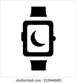 Icono de reloj inteligente de modo nocturno. Cuerpo portátil. Dispositivo portátil digital, vector de reloj inteligente Icono