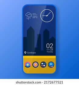 night mode themes user interface realistic smartphone, vector design illustration