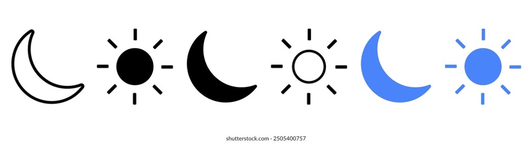 Night mood light mood icon vector day night icon set dark and light mood sign symbol screen contrast brightness interface user application graphic design