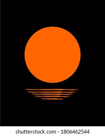 night moon beach vector design for wall art
