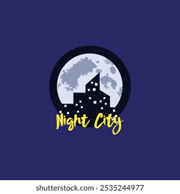 The Night Moon City Blue White