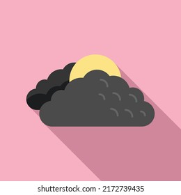 Vector plano del icono de la nube de la luna nocturna. El sol frío. Exceso de cielo