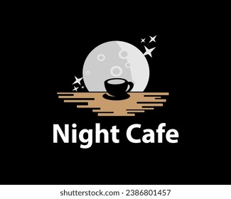 night moon coffee tea drink logo icon symbol design template illustration inspiration
