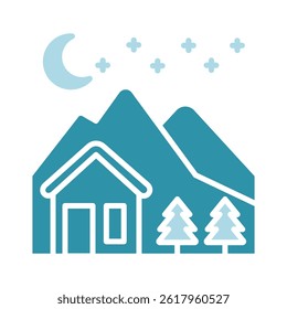 Night Moon dual tone color, mini illustration icon, related to relaxation, spa, wellness and more. Vector EPS 10 for modern concept, print, UI, UX kit, web and app development
