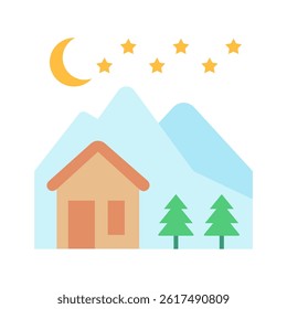 Night Moon flat color, mini illustration icon, related to relaxation, spa, wellness and more. Vector EPS 10 for modern concept, print, UI, UX kit, web and app development