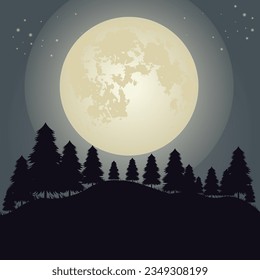 night moon forest detailed shadows