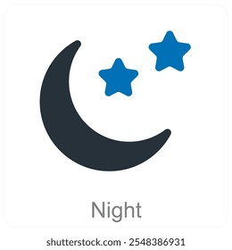Concepto de icono de noche y luna