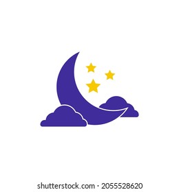 Night moon icon design template vector illustration