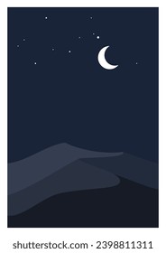 Nachtmoon Landschaft Sanddüne Wüste