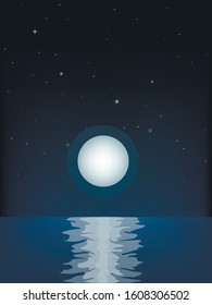 Night moon over the ocean