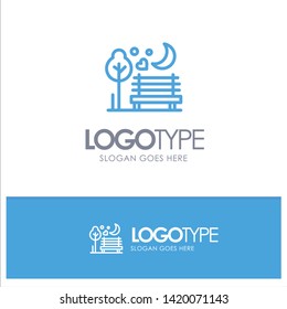 Night, Moon, Romance, Romantic, Park Blue Outline Logo Place for Tagline