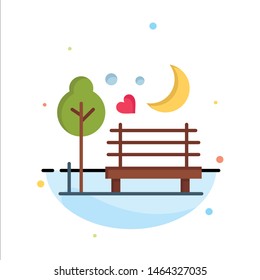 Night, Moon, Romance, Romantic, Park Abstract Flat Color Icon Template. Vector Icon Template background