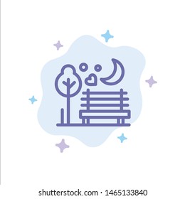 Night, Moon, Romance, Romantic, Park Blue Icon on Abstract Cloud Background. Vector Icon Template background