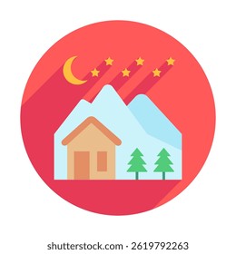 Night Moon rounded flat color, mini illustration icon, related to relaxation, spa, wellness and more. Vector EPS 10 for modern concept, print, UI, UX kit, web and app development