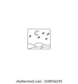night with moon simple vector illustration