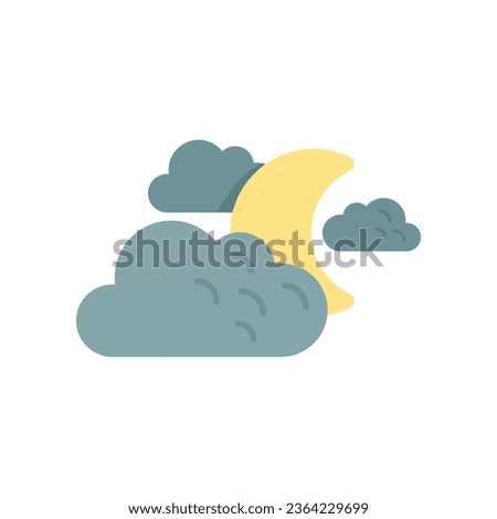 Night moon sky icon flat vector. Weather cloud. Meteo rainy isolated