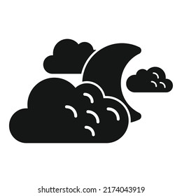 Night moon sky icon simple vector. Weather cloud. Meteo rainy