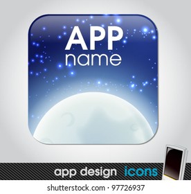 night moon and space app icon for mobile devices